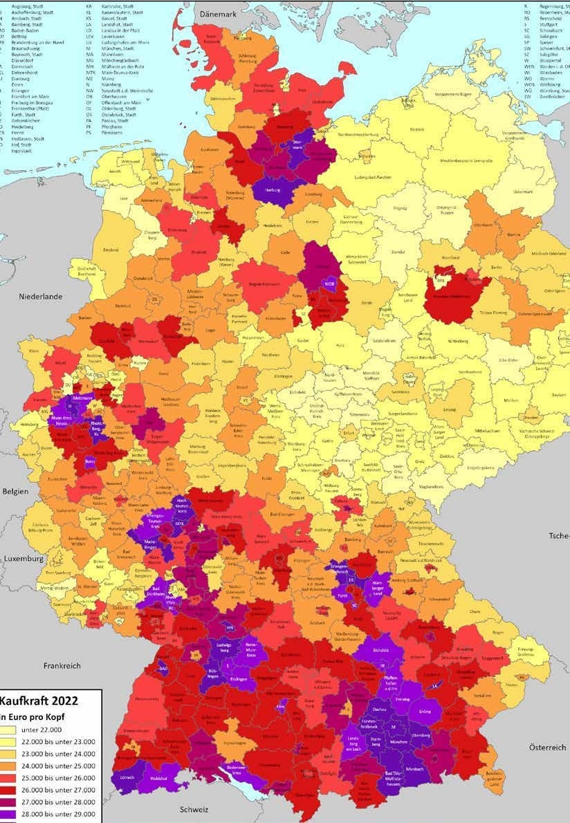 Kaufkraft-Karte Deutschland 2022